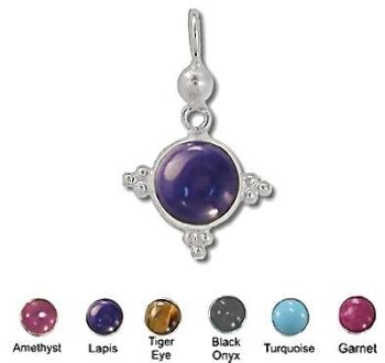 Sterling Silver Hand-Made Genuine Stone Petite Pendant - Turquoise