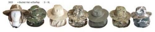 Safari Bucket Hat With Ear Neck Flap 7 Styles S M L Xl Case Pack 48