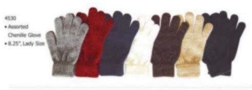 8.25 "" Ladies Chenille Gloves 7 Assorted Color Case Pack 60