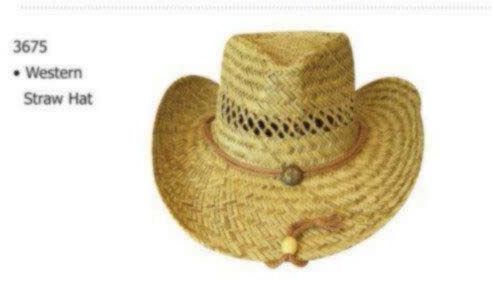 Western Cowboy Straw Hat Vent Top With Tie Down Case Pack 36