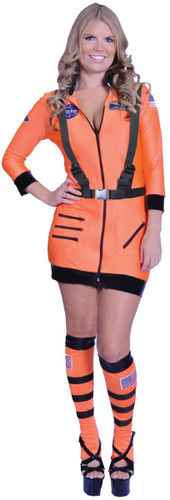 Women's Costume: Sexy Astronaut, Orange- Large