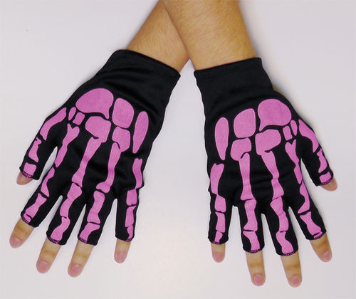 Bone Fingerless Gloves Bk/Pk