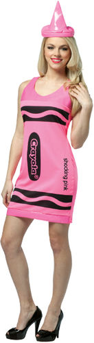 Women's Costume: Pink Crayola Tank Dress- Standard
