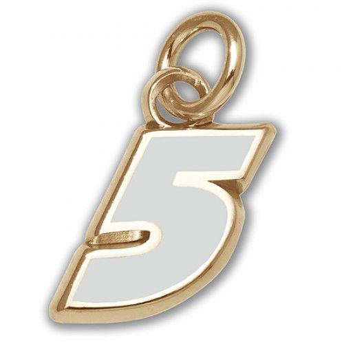 Number 5 Charm - Nascar - Racing in Yellow Gold - 14kt - Magnificent