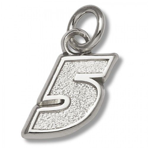 Number 5 Charm - Nascar - Racing in 10kt White Gold - Compelling