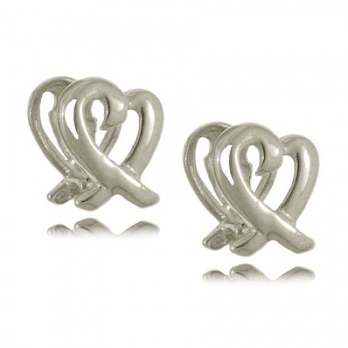 Heart Earrings in Sterling Silver - Hinge with Post - Women - Great