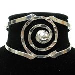 Silver Hammered Spiral Cuff Bracelet