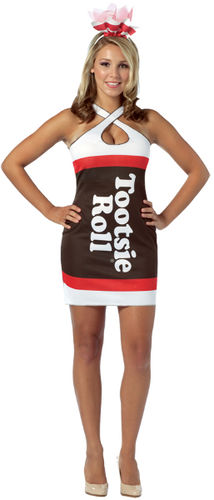 Women's Costume: Tootsie Roll Teardrop Dress- Standard
