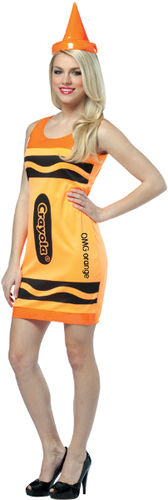 Women's Cosutme: Orange Crayola Tank Dress- Standard