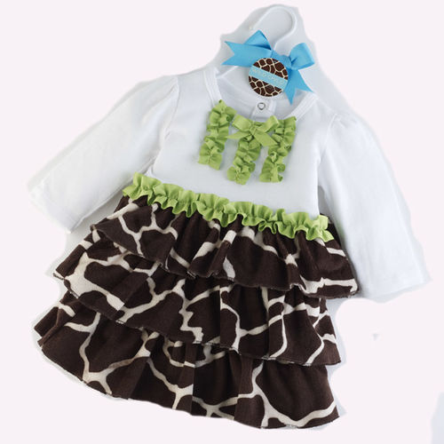 Mud Pie Baby or Toddler Girls Giraffe Ruffle Dress