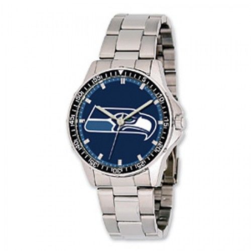 Men'S Seattle Seahawks Watch in Stainless Steel - Fold Over - Fine