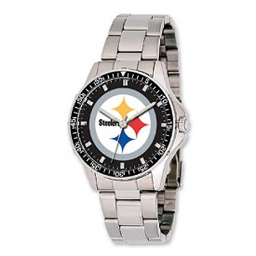 Men'S Pittsburgh Steelers Watch in Stainless Steel - Fold Over - Charming