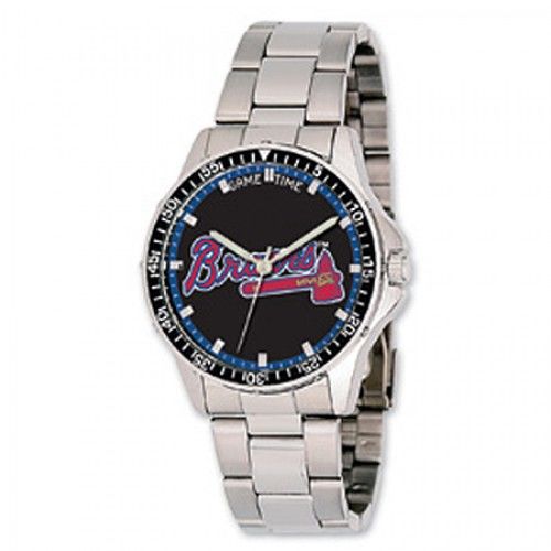 Men'S Atlanta Braves Watch in Stainless Steel - Fold Over - Attractive