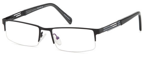 Mens Squared Half Rimmed Prescription Rxable Optical Glasses with Vents in Black