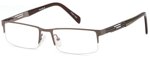 Mens Squared Half Rimmed Prescription Rxable Optical Glasses with Vents in Brown