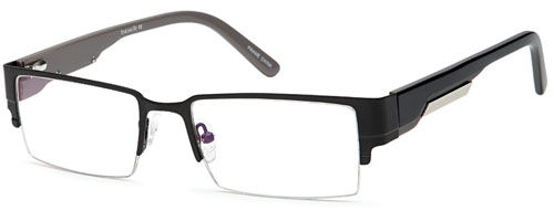 Mens Squared Half Framed Prescription Rxable Optical Glasses in Black