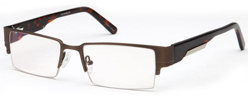 Mens Squared Half Framed Prescription Rxable Optical Glasses in Brown