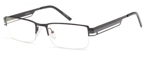 Mens Modern Half Rimmed Prescription Rxable Optical Glasses w Stripes in Black