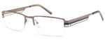 Mens Modern Half Rimmed Prescription Rxable Optical Glasses w Stripes in Brown