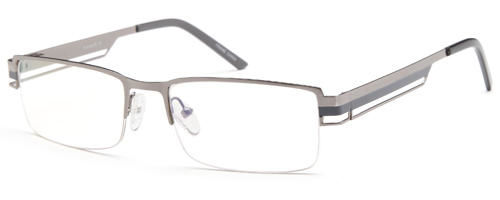 Mens Modern Half Rimmed Prescription Rxable Optical Glasses w Stripes in Gunmetal
