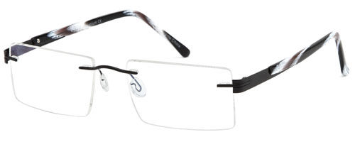 Mens Compression Mounted Striped Design Prescription Rxable Optical Glasses in Black