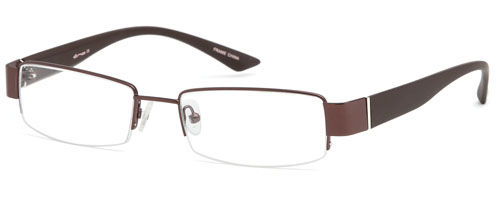 Mens Half Rimmed Prescription Rxable Optical Glasses w Side Bars in Brown