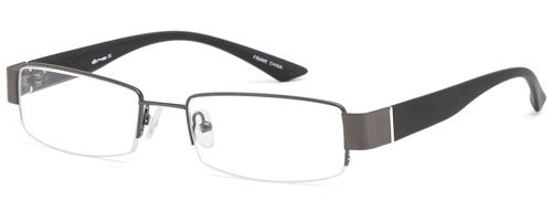Mens Half Rimmed Prescription Rxable Optical Glasses w Side Bars in Gunmetal