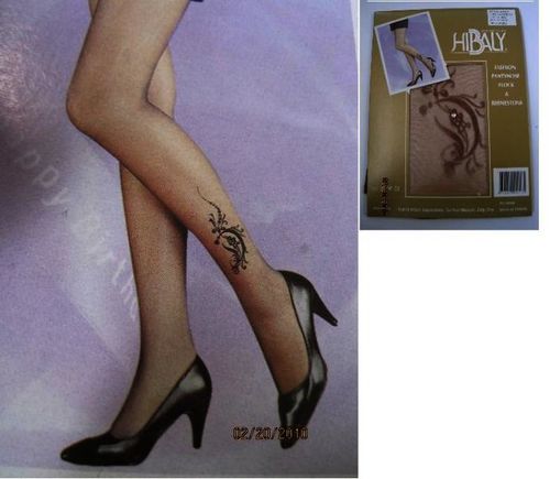 Flocking Pantyhose / Queen / Side design w. little bow, and rhinestone, Color: Suntan, Case Pack 120