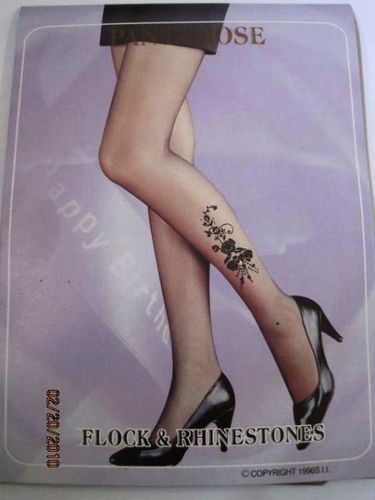 Queen Size Flocking Pantyhose w/ Design - Suntan Case Pack 120