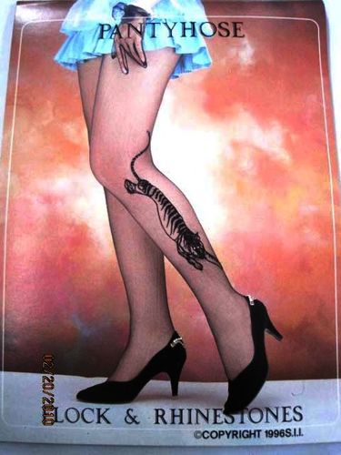 Flocking Pantyhose / Regular / Side Design, Tiger, Color: Beige, Case Pack 120