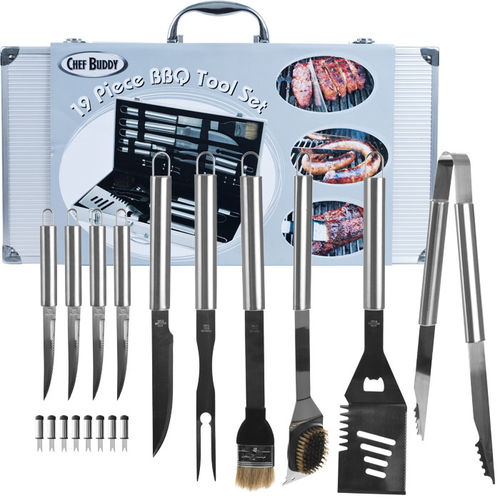 Chef Buddy&#8482; 19 Piece Heavy Duty BBQ Set with Case