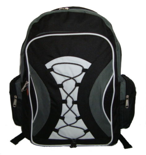18"" Multi Pocket Backpack w/Side Pockets- Black/Grey Case Pack 24