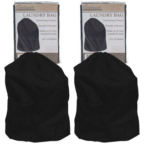 Set of 2 Heavy Duty Jumbo Sized Nylon Laundry Bag - BLACK