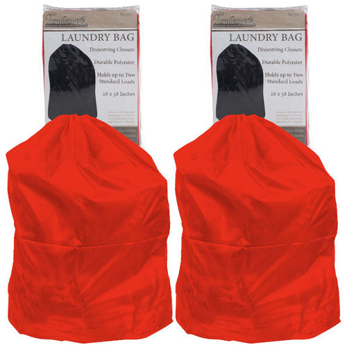 Set of 2 Heavy Duty Jumbo Sized Nylon Laundry Bag - RED