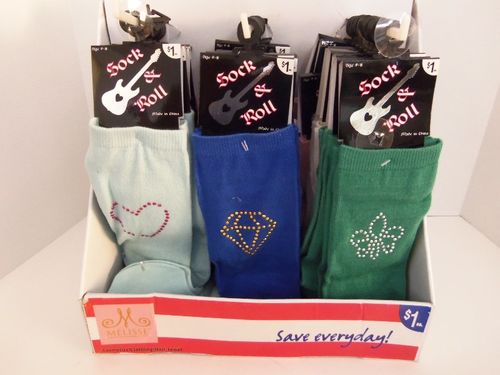 Ladies Studded PED Socks in Display Case Pack 72