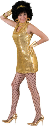 Women's Costume: Disco Dress Gold- Small