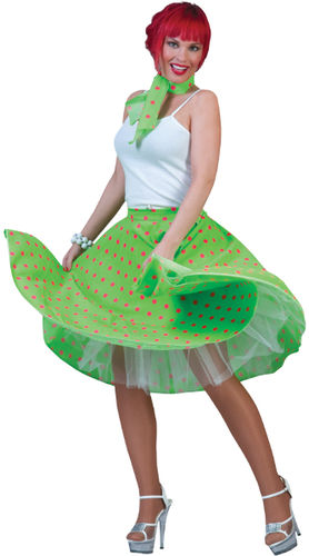 Sock Hop Skirt Adult Green Pink