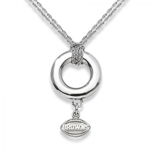 Cleveland Browns Pendant Necklace in Sterling Silver - Spring Ring - Radiant