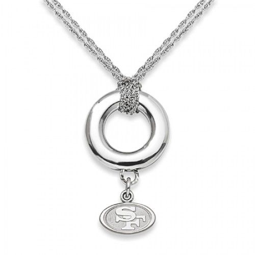 San Francisco 49ers Pendant Necklace in Sterling Silver - Spring Ring - Fetching