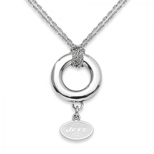 New York Jets Pendant Necklace in Sterling Silver - Spring Ring - Seductive