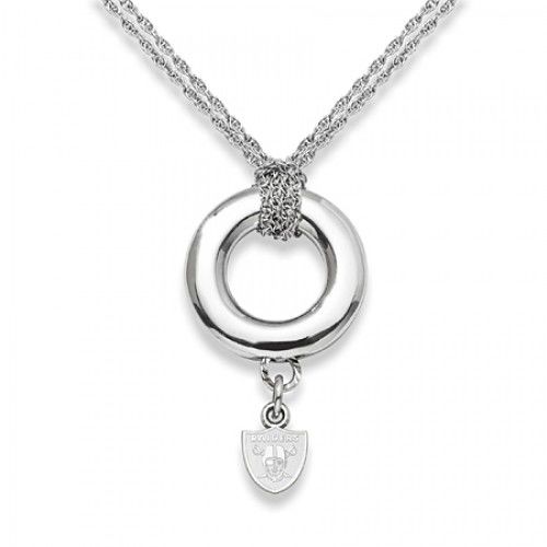 Oakland Raiders Pendant Necklace in Sterling Silver - Spring Ring - Adorable