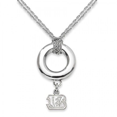 Cincinnati Bengals Pendant Necklace in Sterling Silver - Spring Ring - Radiant