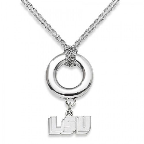 Louisiana State University Pendant Necklace in Sterling Silver - Spring Ring