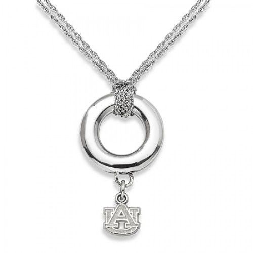 Au Pendant Necklace - Auburn University in Sterling Silver - Spring Ring