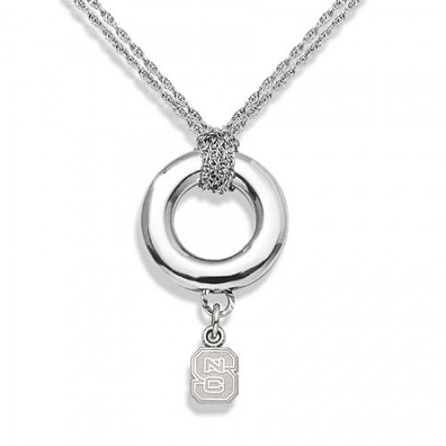 North Carolina State University Pendant Necklace in Sterling Silver -Spring Ring