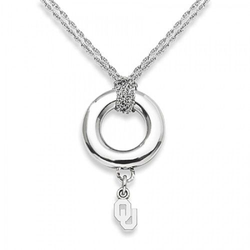 Ou Pendant Necklace - University of Oklahoma in Sterling Silver - Spring Ring
