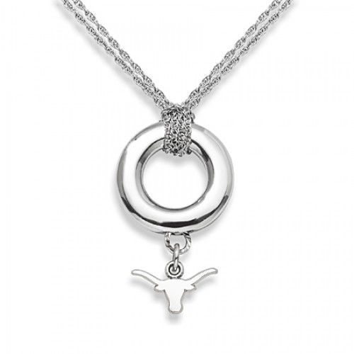 University of Texas Longhorn Pendant Necklace in Sterling Silver - Spring Ring