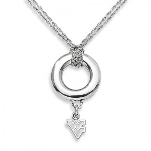 West Virginia University Pendant Necklace in Sterling Silver - Spring Ring