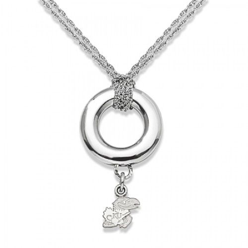 University of Kansas Jayhawks Pendant Necklace in Sterling Silver - Spring Ring