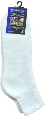 SGW White Full Cush Sport Ankle Sock 10-13 Case Pack 12